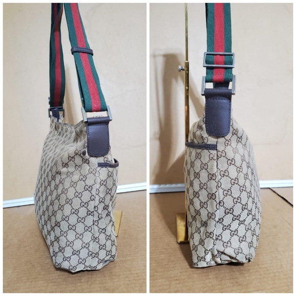 GUCCI Monogram Web Medium Flat Messenger Bag Dark Brown - Picture 6 of 12